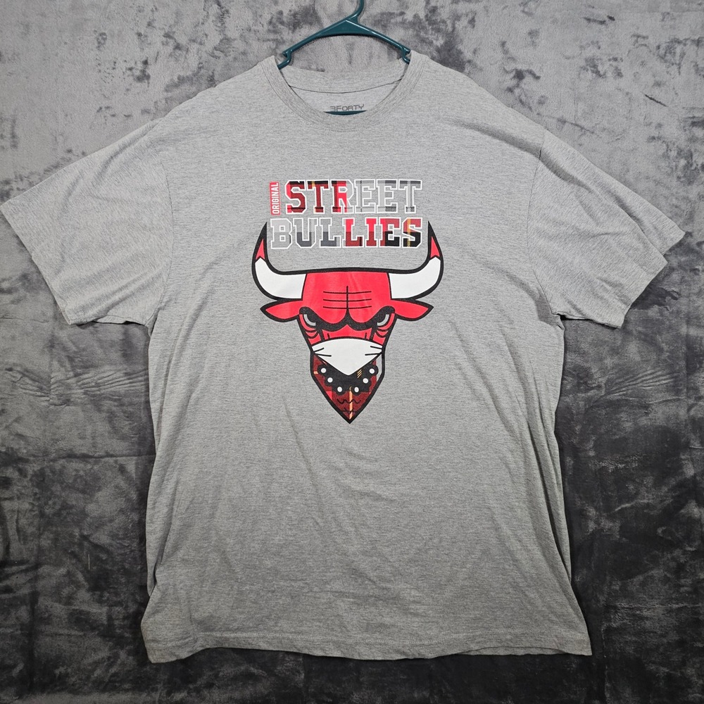 3FORTY INC. Street Bullies Graphic Tee Novelty T-Shirt‎ Men's 4XL Chicago Bulls